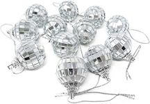 The Decor Affair Mirror Disco Ball Tree with Fastening Strap for Home and Party, Silver Disco Mirror Ball for Party Decoration, Christmas Tree Wedding Birthday Party Ornaments (1 Inch). (12)