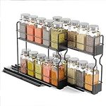 SpaceAid Pull Out Spice Rack Organizer with 20 Jars for Cabinet, Slide Out Seasoning Kitchen Organizer, Cabinet Organizer, with Labels and Chalk Marker, 5.2" W x10.75 D x10 H, 2 Drawers 2-Tier