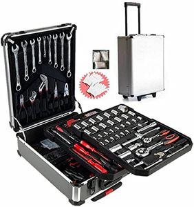 FLZOSPER 799-Piece Sturdy Tool Set with Rolling Wheels Aluminum Trolley Case, General Household Tool Kit, Auto Repair Tool Set Toolbox and Wheels