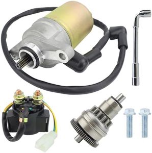 STABSOLI Starter Motor & Drive & Solenoid Relay Fit for GY6 47cc 49cc 50cc 60cc 80cc 100cc Scooter 139QMB/QMA Moped ATV Go Karts Taotao SUNL ROKETA Tank JCL