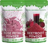 Rose Petal Powder for Eating and Beetroot Powder for Drinking, Combo Face, Skin, Hair Growth, Lips, Juice, Dark Circle, Pimples, Pure, Natural, Herbal, Organic, Gulab, Blood Turnip