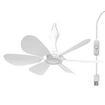 Mengnessly Battery operated,Power Bank powered USB Mini Small Ceiling Fan quiet Camping Optional Emergency Portable Outdoor Hanging Gazebo Canopy Dorm Fans Silent For Grow Tent,Hiking,Outages USB Ceiling fan Home Room RV with Switch