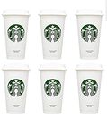 STARBUCKS Reusable Recyclable Grande 16 OZ Plastic Travel To Go Coffee Cups BPA Free (6pcs)