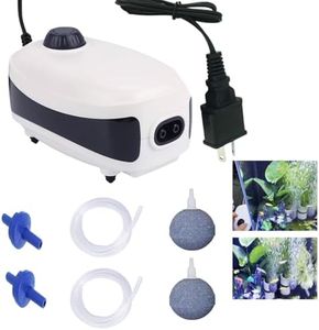 4W Fish Tank Air Pump, 6L/min Quiet Adjustable Oxgen Pump, Powerful Aquarium Air Pump Bubbler with All Accessories for 1-600L Fish and Turtle Tank