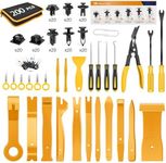 GOOACC 200Pcs Trim Removal Tool, Auto Push Pin Bumper Retainer Clip Set Fastener Terminal Remover Tool Adhesive Cable Clips Round Handle Crowbar Kit Car Panel Radio Removal Auto Clip Pliers, Yellow