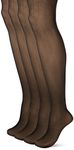 Leggs Womens Everyday 4-Pack Standard-Panty Sheer Toe Pantyhose, Jet Black 4-Pack, Queen