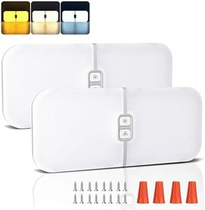 MERTTURM Luces LED Coche Interio 12V, 204LED 1800LM Autocaravana Plafonnier LED Super Brillante, 3 Colores Claros y Brillo Ajustable, Luz de Techo RV para Furgoneta, Caravana, Barco, Camión(2 Piezas)