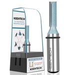 KEENTECH Carbide Tipped Double Flute Straight Router Bit, 1/2 Inch Shank Router Bit with Heat Resistance Coating 5/16" Dia. Cutting Depth 1" for Woodworking Grooving, Dadoing, Edge Profiling