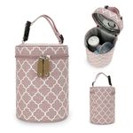 TianHengYi Baby Breastmilk Cooler Bag Insulated Bottle Bag Travel Warmer Bag, Thermal Warming Bag for Nursing Mom Daycare Stroller, Travel, Outdoor (Grids, Pink)