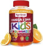 Feel Great Vitamin Co. Complete DHA Gummies for Kids | with Omega 3 6 9 + DHA, Vitamin C | Supports Healthy Brain Function, Vision & Heart Health | Gluten Free, Vegetarian | 60 Gummies