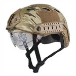 H World EU Tactical Airsoft Emerson Helmet with Eye Protection Rails NVG Mount Multicam MC