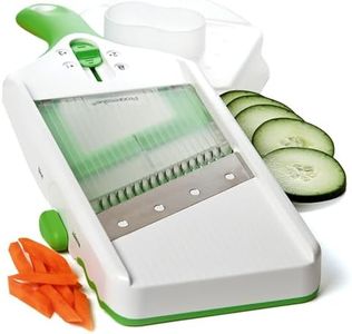 PrepSolutions Adjust-A-Slice & Julienne Mandoline, White & Green – Adjustable Slicer for Fruits and Vegetables