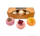 Luxury Therapeutic Organic Floral Bath Bombs, Vegan, Eco-Friendly, Toxin-Free, Handmade, Eco-Conscious, Created with Organic Coconut Oil and Cocoa Butter. Made in UK