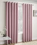 Enhanced Living Vogue Blush Pink 46 x 54 inch (117x137cm) Eyelet Thermal Noise Reducing Dim Out Curtains for Bedroom and Living Room