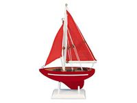 Hampton Nautical Sailboat9-120 Wooden Red Sea 9"-Sailboat Decoration-Model Sailing Ship, Wood