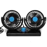 2 Speed Car Fan 12V Electric Car Vehicle Fan 360 Degree Rotating Adjustable Dual Head Car Auto Cooling Air Fan - Powerful Quiet 2 Speed Change Summer Cooling Air Circulatory Low Noise for Rear Seat