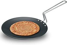 Futura Hard Anodised Concave Tava Griddle, 10-Inch, 4.88 with Steel Handle, 26 cm, Black