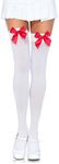 Leg Avenue Women's Satin Bow Accent Thigh Highs, White/red, One Size