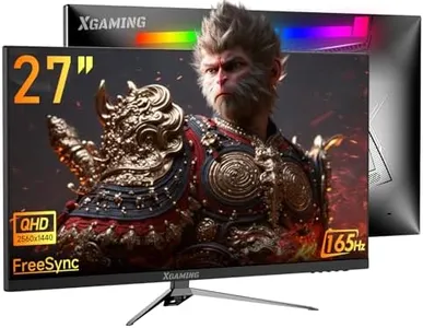 XGaming 27-inch QHD Gaming ELED Monitor with Rainbow Lights, 144Hz/165Hz Refresh Rate, Eye Care 2560 x 1440 Display, FreeSync G-Sync Compatible, 1ms DisplayPort, HDMI and Speakers, Black