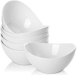 SAMSLE 19 Ounces Ceramic Serving Bowls, Sturdy Porcelain Oval Salad Bowls, Stackable Food Server Display Dishes for Valentines Day Party Dinner, Microwave and Dishwasher Safe, White, Set of 6