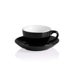 Sweejar 4 Ounce Ceramic Cappuccino Cup with Saucer Coffee Set, 120ml Espresso Cups, Tea Cup Set for Specialty Coffee Drinks, Latte, Americano Pack of 1 (Black）