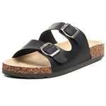 Alpine Swiss Womens Casual Double Strap Slide Sandals Black 8 M US