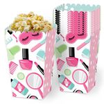 Big Dot of Happiness Spa Day - Girls Makeup Party Favor Popcorn Treat Boxes - Set of 12