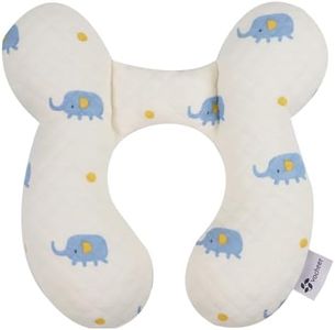 vocheer Baby Neck Pillow(Upgraded),Cotton, Baby Support Pillow, Car Seat Pillows for Newborn, Carseat Head and Body Support, Infant Travel Pillows for Prams, Pushchair, Stroller, Bouncer, Elephant