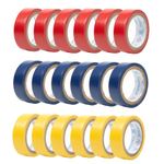 TAPARIA PVC Insulation Tape TAP/IT/V1 - Multicolor (Blue, Red, Yellow), 17mm x 6m, Weather Proof, Moisture & Fire Resistant, Excellent Elasticity, Durable, Good Grip and Strong Adhesion (Pack of 18)