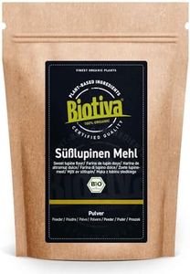 Biotiva Harina de Altramuces dulces orgánica 1000g - hecho de semillas de altramuz - sustituto vegano de la harina de cereales - sin gluten - certificado y rellenado en Alemania