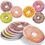 ENKORE Drink Coasters Set of 6 Doughnut Buffet - 4.3 inch X Large Absorbent Ceramic Mat with Cork Back Pad, Furniture Protection for Any table type, Wooden, granite, Glass, Marble tabletop - NO holder