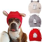 Treonca Quiet Ears for Dogs, Dog Ear Muffs Noise Protection, Pet Christmas Warm Caps Puppy Cat Hat with Ears for Medium to Large Dogs (Red)