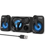 PC Speakers, Computer Speakers with Subwoofer, 2.1 Powered Sound System, Speaker Wired/Bluetooth/Cool LED/LINE-in/USB TF Slot, Compatible with Desktop PC, Laptop, Projector