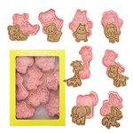 8Pcs Animals Cookie Cutters,Ttdesefu Plastic 3D Forest Animal Cookie Cutter,Biscuit Stamps Cute Cookie Mould Set for Kids Children Baking,Dough, Pastry, Donut, Fondant,Chocolate(Direct Embossing)