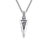 MEDWISE Arrow Necklace 925 Sterling Silver Celtic Necklace Arrow Men Necklaces Celtic Jewellery for Men Son Women Teenager Boyfriend Celtic Valentines Gifts