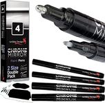 ArtShip Design 4 Chrome Mirror Paint Pens Double Pack of Both Extra Fine & Medium Tip Markers for Models, Cards, Posters, Rock Painting, Mugs, Ceramic, Glass, Wood, Plastic, & Most Surfaces