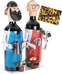 BRUBAKER Pair of Gardener Wine Bottle Holder Stand Rack Home Kitchen Table Art Decoration with Gift Card