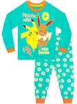 Pokémon Girls Pikachu and Eevee Pyjamas Long Sleeve Pyjama Set for Kids Green 6-7 Years