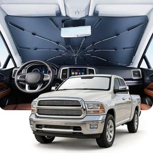 DMJN Umbrella Windshield Sun Shade for Dodge Ram (2019-2026), Car Sunshade for Front Windshield [Nano Ice-Crystal Coatings] UPF50+ Heat & UV Block, Protect Interior & Keep Cooler