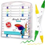 SUPER TOY 36 Color Shades Dual Tip Acrylic Brush Marker Pen Set for Kids Adult Coloring Drawing Planner Art Craft Supplies Twin Tip Brush Markers Set Educational School Supplies