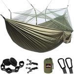 AnorTrek Camping Hammock with Mosquito Net, Double & Single Lightweight Portable Hammocks with Tree Straps, Parachute Hammock for Camping, Backpacking, Traveling & Hiking