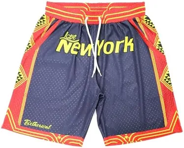 TPAZGHE Men's Cool Athletic Basketball Shorts with Pockets Graphic Print Fashion Mesh Shorts for Men (F1,XS) Black and Red