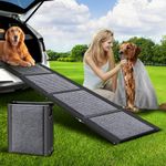 PUPAINT Dog Ramp for Car, Portable Dog Ramp with Non-Slip Rug Surface & Pet Blanket, 67" L Folding Pet Ramp, Easy to Store, Aluminum Alloy Frame Max Load 260LBS for Pet Enter Cars, SUVs (Upgraded)