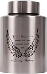 Medium Urns for Human Ashes Up to 60 Cubic Inches Medium Sized Urns for Ashes Adult Male Female Keepsake Cremation Urns for Ashes Stainless Steel (Angel Wings, Silver)