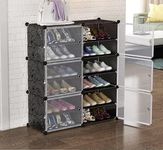 NYALKARAN Shoe Storage Cabinet Shoe Shelves Organizer for Closet, Hallway, Bedroom, Entryway - Compact Multi-Tier Shoe Rack with Doors for Home Organization. (12-Shelf 6-Door, Black)