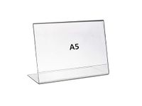 Porpoise A5 Acrylic Sign Holder Horizontal, Landscape L Shape Double Sided Clear Frames, Plastic Paper Flyer Display Holder, Document Menu Table Stand for Office, Store Landscape Style Pack Of 2