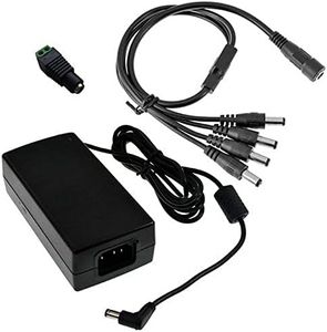 BW - Alimentatore di alta qualità, 12 V - 5 A - 60 W CC, con cavo splitter a 4 vie per telecamere a circuito chiuso, luce a LED (alimentatore alternativo, cavo di alimentazione non incluso)