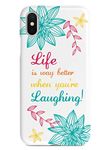 Inspired Cases - 3D Textured iPhone X/Xs Case - Rubber Bumper Cover - Protective Phone Case for Apple iPhone X/Xs - Life is Better When You are Laughing Inspirational Quote