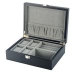 Decorebay Executive Leather Watch Box, Cufflink, Ring Storage Jewelry Box Organizer and Jewellery Box for Men (Crow)