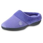 isotoner Terry Hoodback Clog Slippers for Women - Soft Memory Foam, Comfort Arch Support, House Slippers with Indoor/Outdoor Sole, Deep Periwinkle, 7.5-8